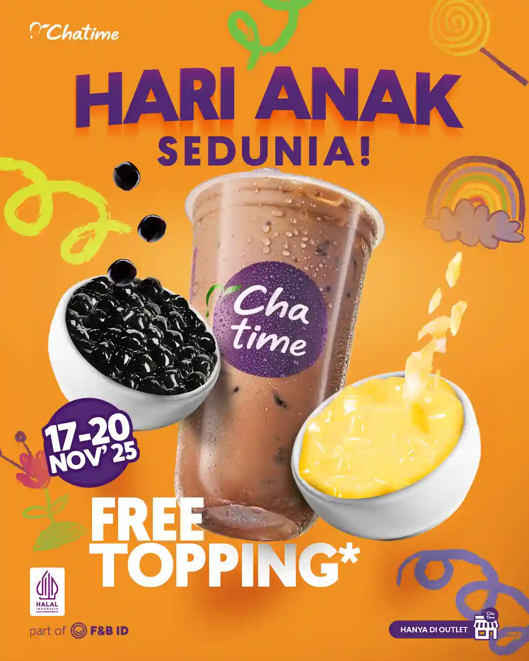 Promo Chatime Spesial Hari Anak Sedunia Gratis Topping