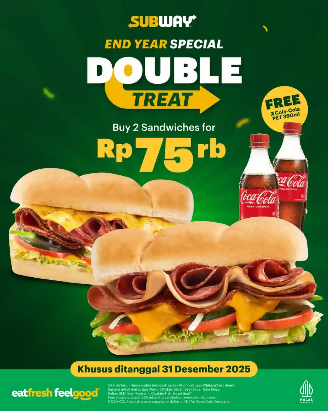 Promo Subway Harga Spesial Akhir Tahun 2 Sandwich 75 Ribu 1 Promo Subway Harga Spesial Akhir Tahun 2 Sandwich 75 Ribu