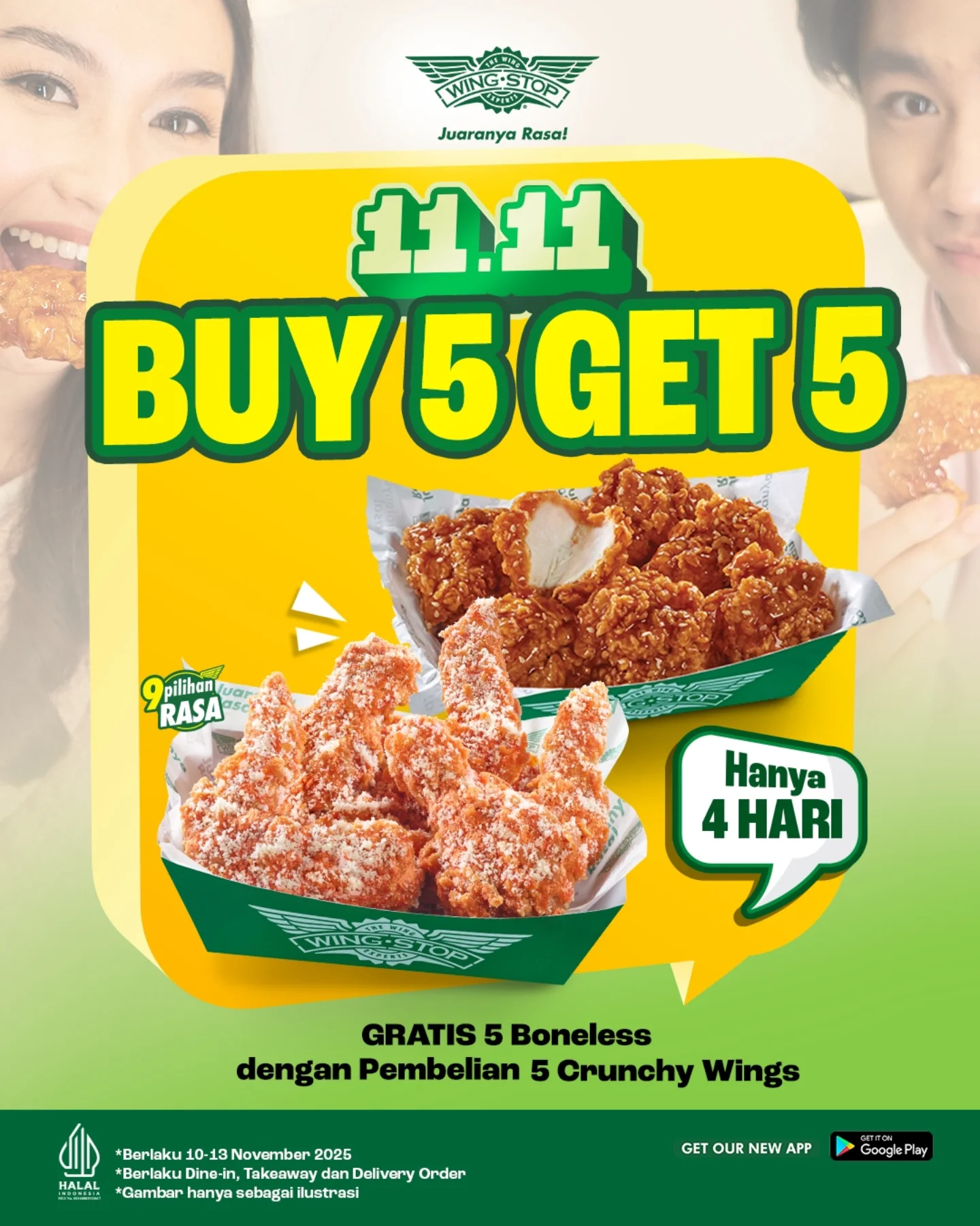 Promo Wingstop Harga Spesial 11.11 Beli 5 Gratis 5 Boneless