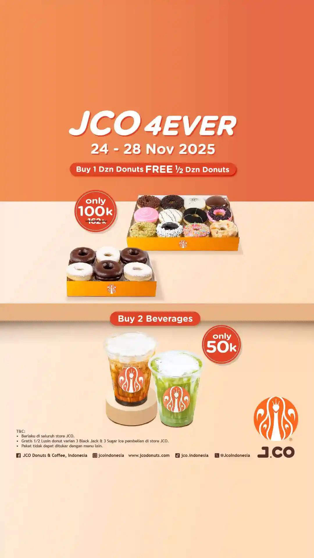 Promo JCO 4EVER Beli 1 Gratis 1 Donuts Harga Mulai 50 Ribuan
