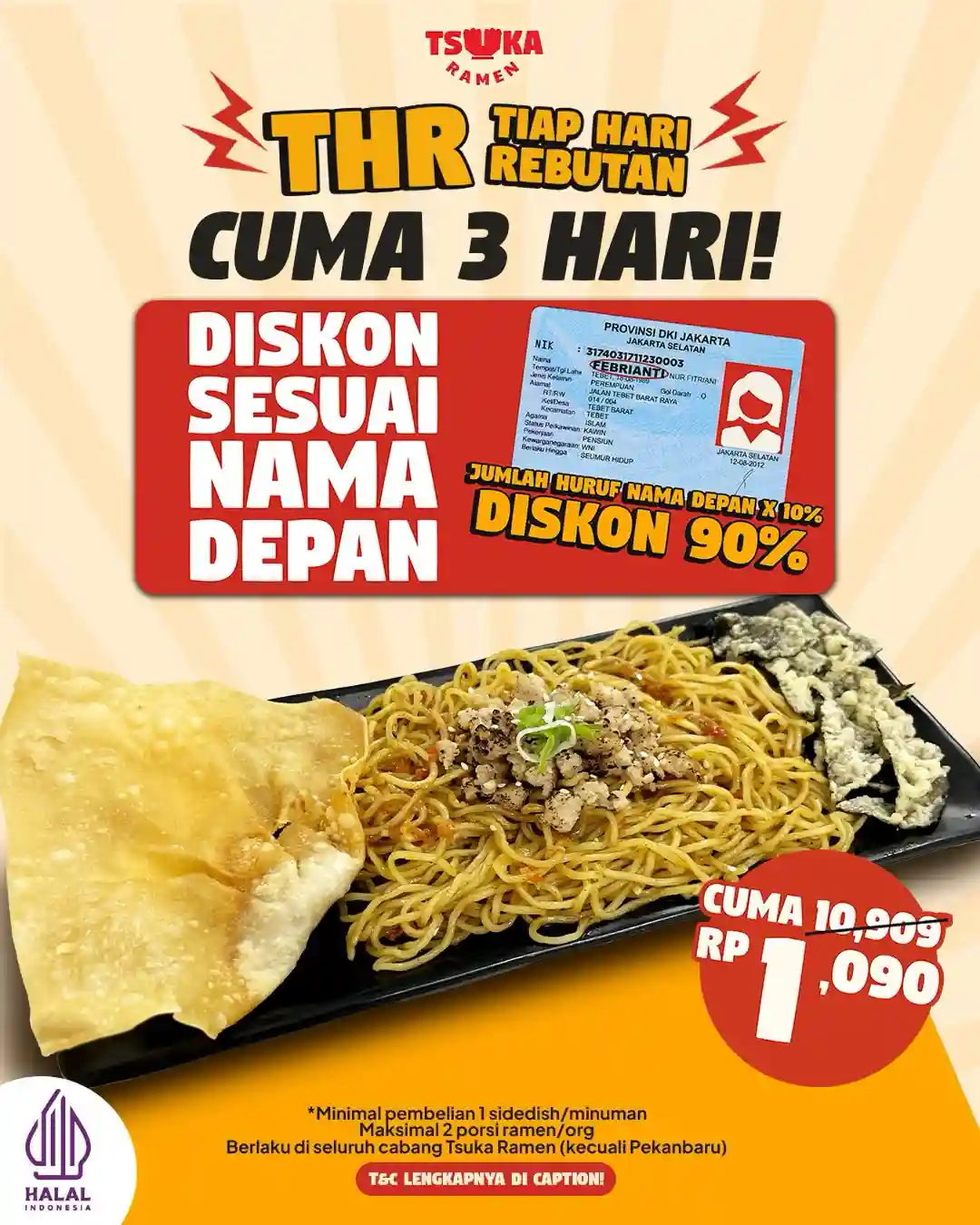 Promo Tsuka Ramen Spesial THR Diskon Sesuai Nama Depan 100