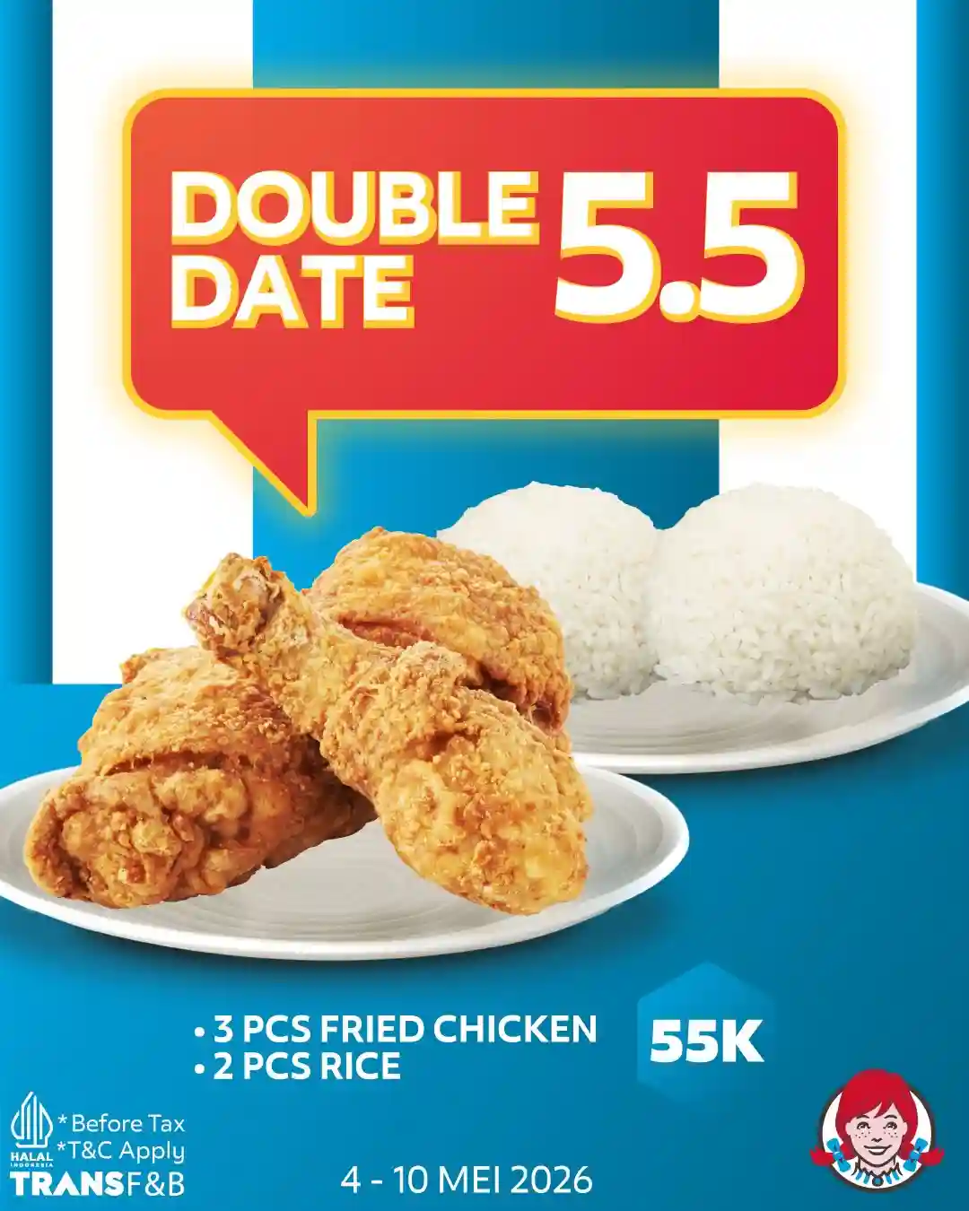Promo Wendys Double Date 5.5: Paket Hemat 55 Ribuan 1 Promo Wendys Double Date 5.5 Paket Hemat 55 Ribuan