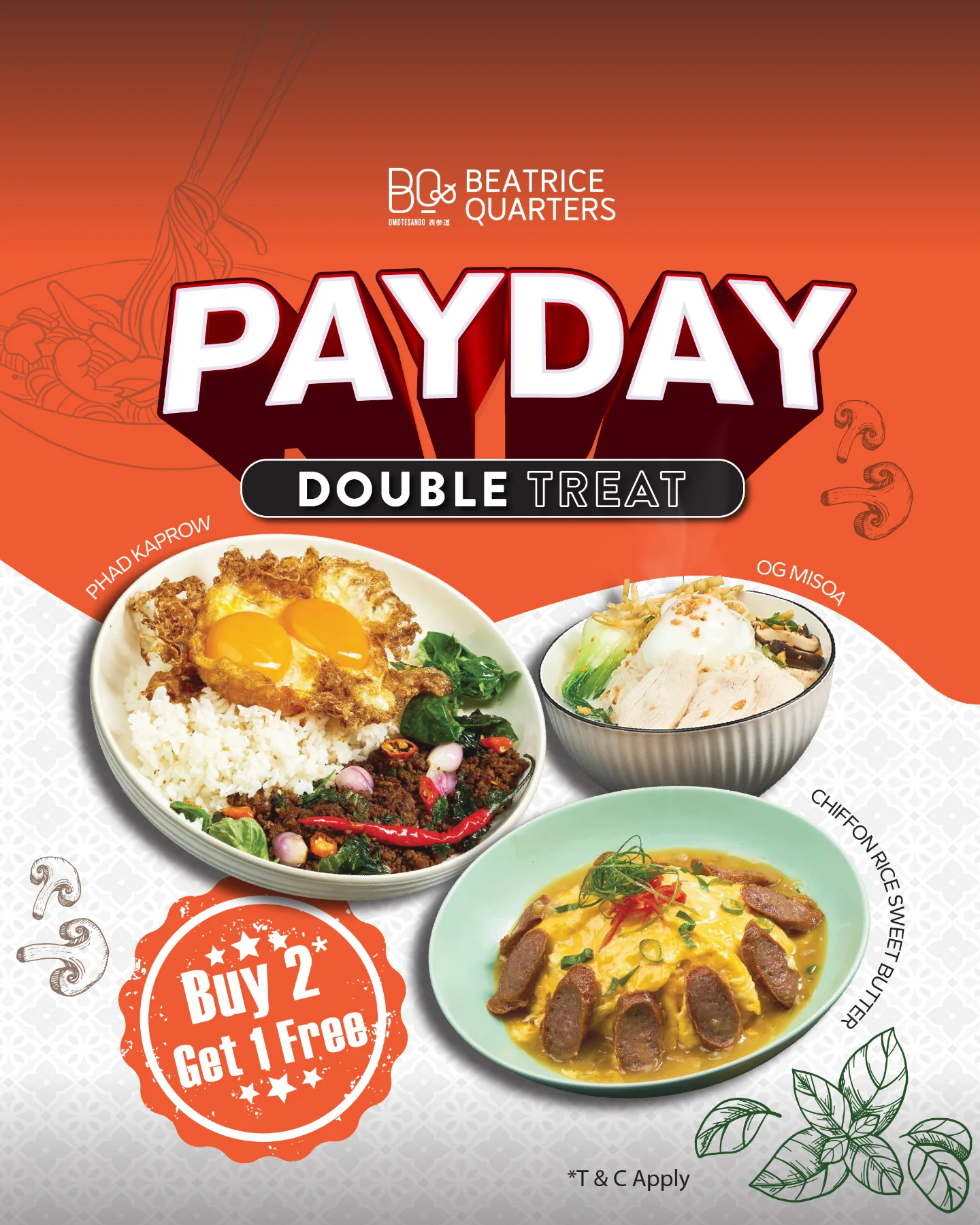 Promo Beatrice Quarters Payday Double Treat, Buy 2 Get 1 Free Main Course 1 Promo Beatrice Quarters Payday Double Treat Buy 2 Get 1 Free periode 26–31 Januari 2026