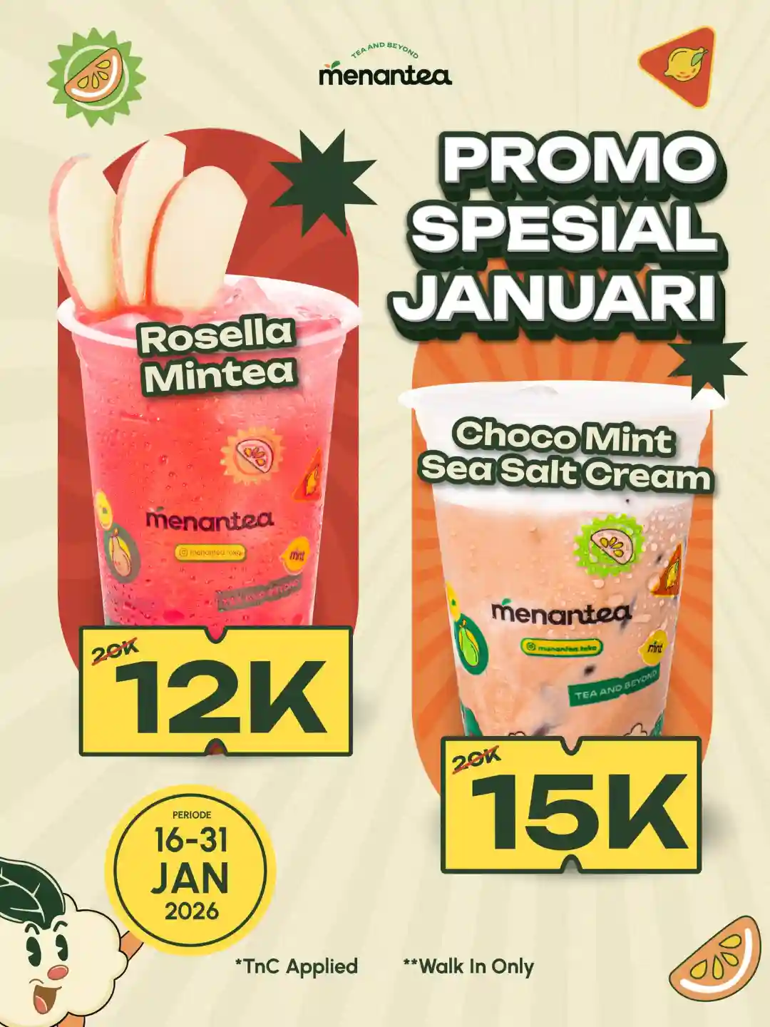 Promo Menantea Spesial Januari 2026, Menu Favorit Mulai Rp 12.000 1 Promo Menantea Spesial Januari 2026 dengan Rosella Mintea mulai Rp 12.000 dan menu baru Rp 15.000 berlaku di seluruh outlet Menantea