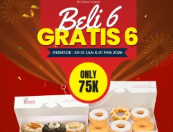 Promo Mister Donut Akhir Bulan, Beli 6 Gratis 6 Donat Favorit