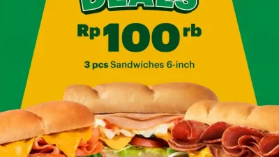 Promo Subway Payday Deals, 3 Sandwich 6-Inch Cuma Rp100.000