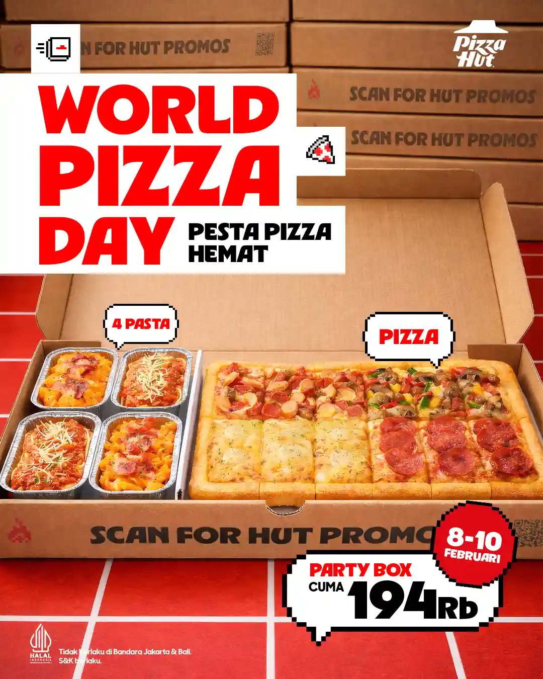 Promo Pizza Hut Hari Pizza Sedunia Party Box Rp194.000 Berlaku 8–10 Februari 2026 1 Promo Pizza Hut Hari Pizza Sedunia Party Box Rp194.000 Berlaku 8–10 Februari 2026