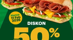 Promo Subway Diskon 50% Sandwich Kedua Berlaku 11 Februari 2026