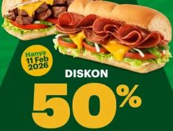 Promo Subway Diskon 50% Sandwich Kedua Berlaku 11 Februari 2026