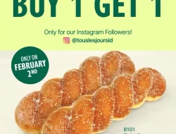 Promo TOUS les JOURS 2.2 Sale, Twist Donut Buy 1 Get 1 Berlaku 2 Februari 2026