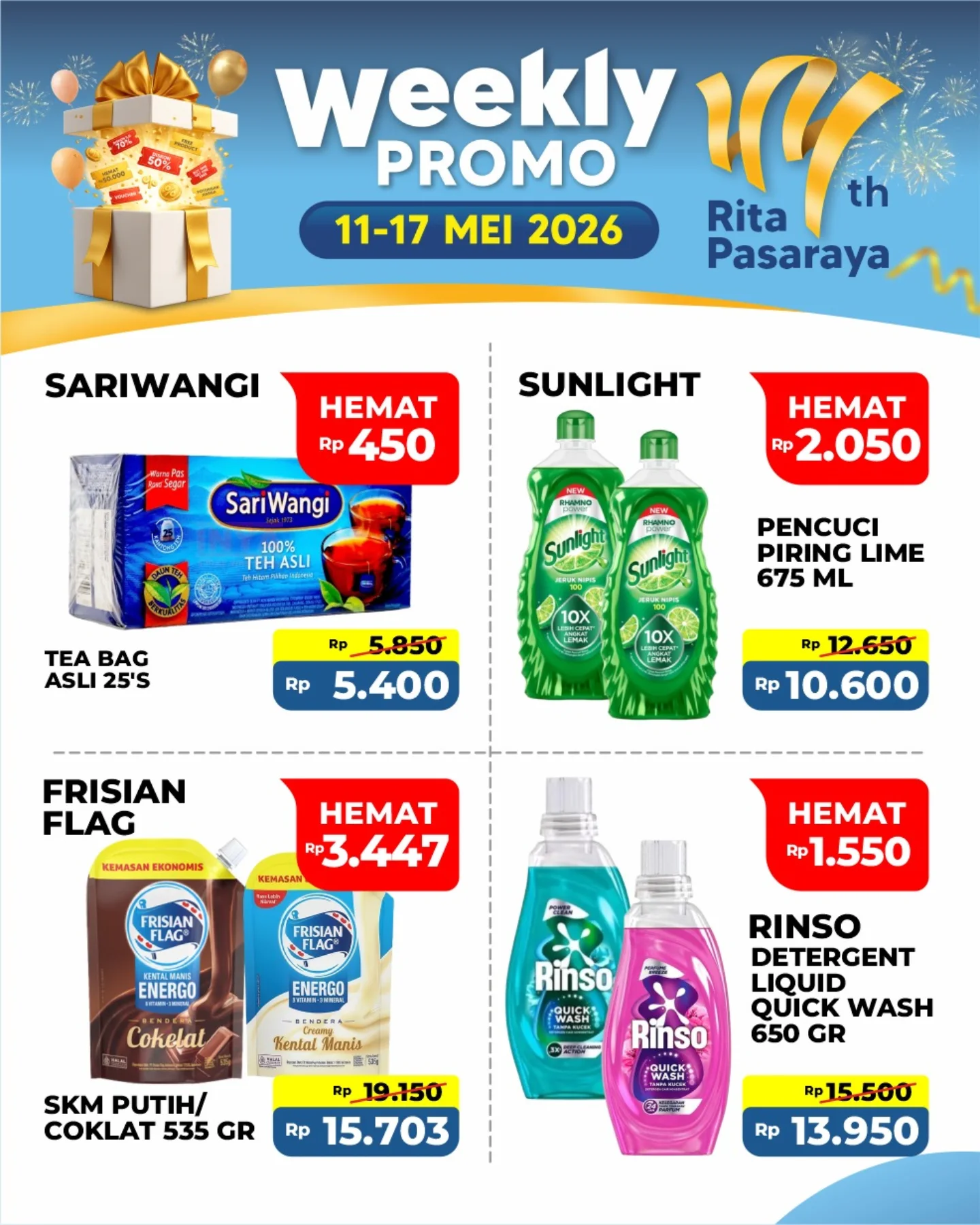 Promo Rita Pasaraya Weekly Mingguan 11 - 17 Mei 2026 1 Promo Rita Pasaraya Weekly Mingguan 11 - 17 Mei 2026. Source: instagram.com/rita_pasaraya