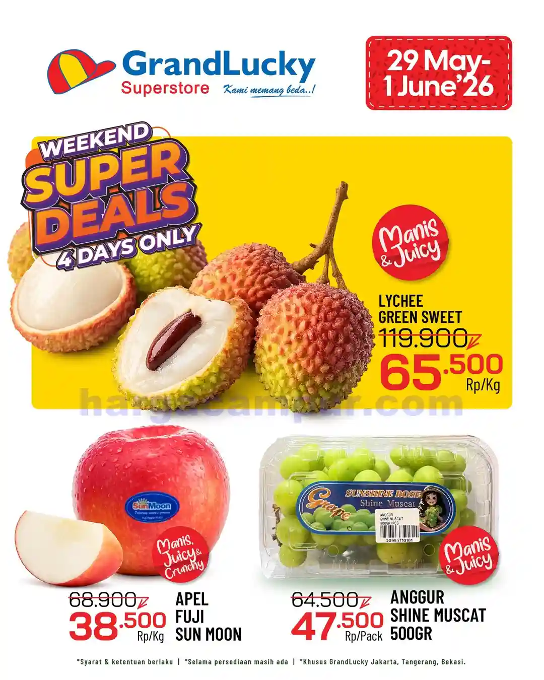 Promo GrandLucky Weekend Super Deals 29 - 31 Mei 2026