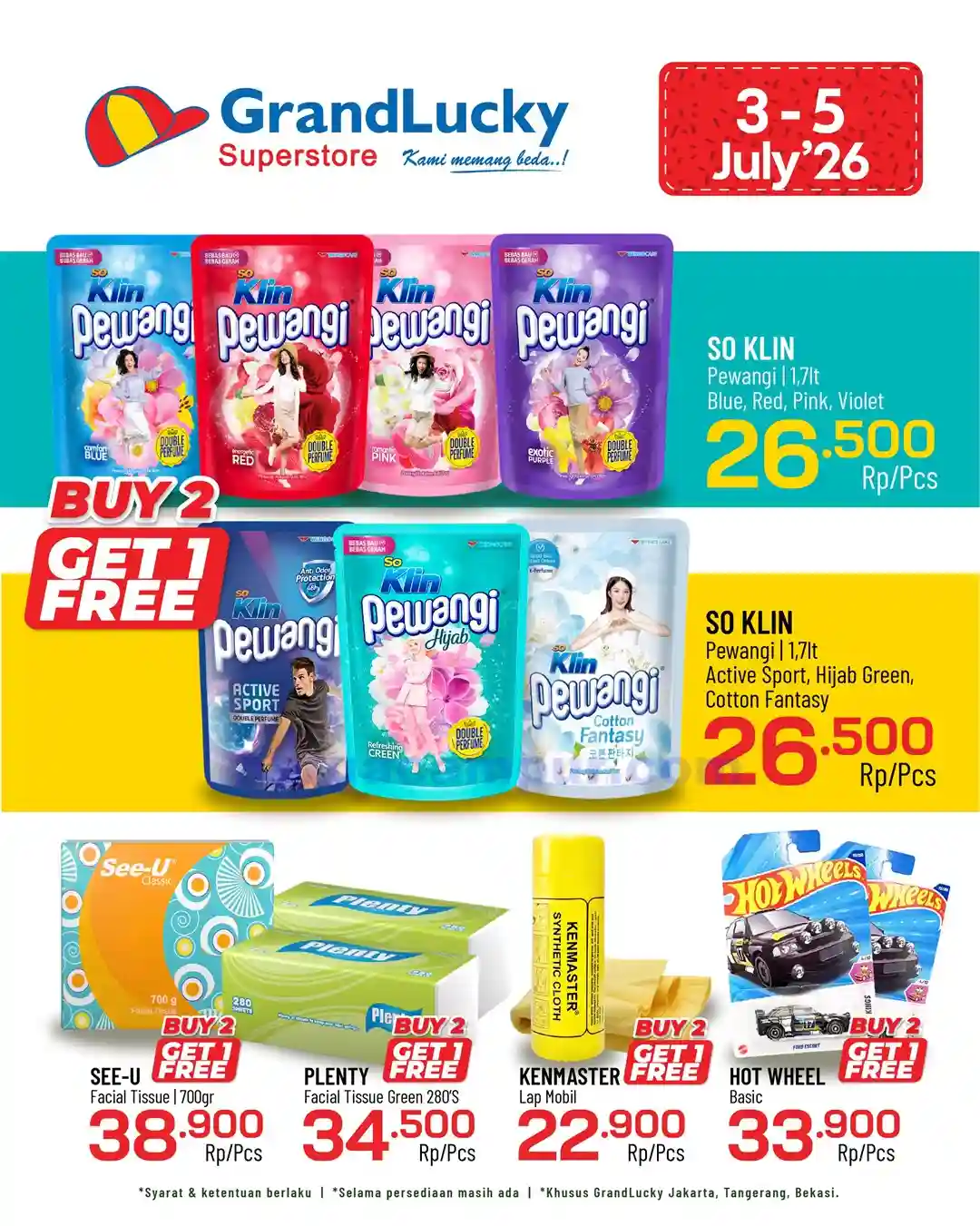 Promo GrandLucky Weekend Super Deals 10 - 12 Juli 2026 12 Promo GrandLucky Weekend Super Deals 3 - 5 Juli 2026.