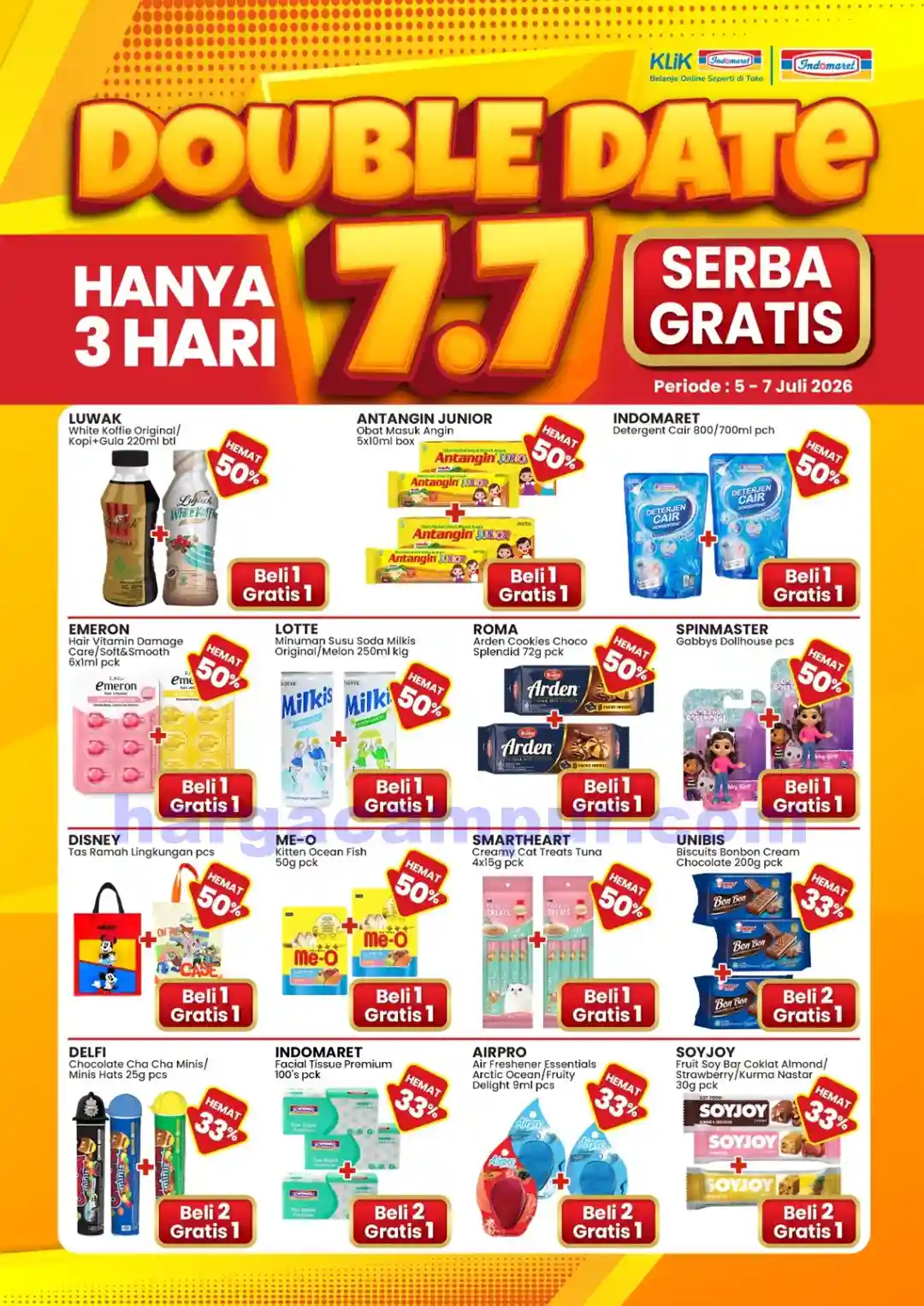 Katalog Promo JSM Indomaret Terbaru 3 - 5 Juli 2026 5 Promo Indomaret Spesial Double Date 7.7 Terbaru 5 - 7 Juli 2026.