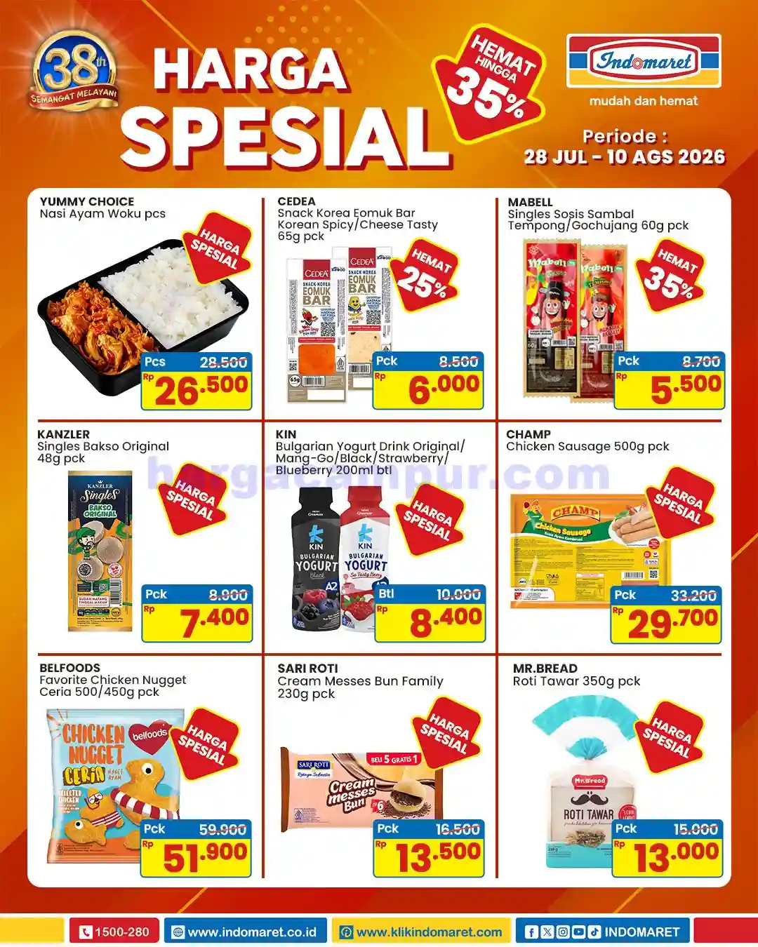 Promo Indomaret Harga Spesial Hemat Hingga 35% Produk Pilihan 9 Promo Indomaret Harga Spesial Hemat Terbaru 28 Juli - 10 Agustus 2026.