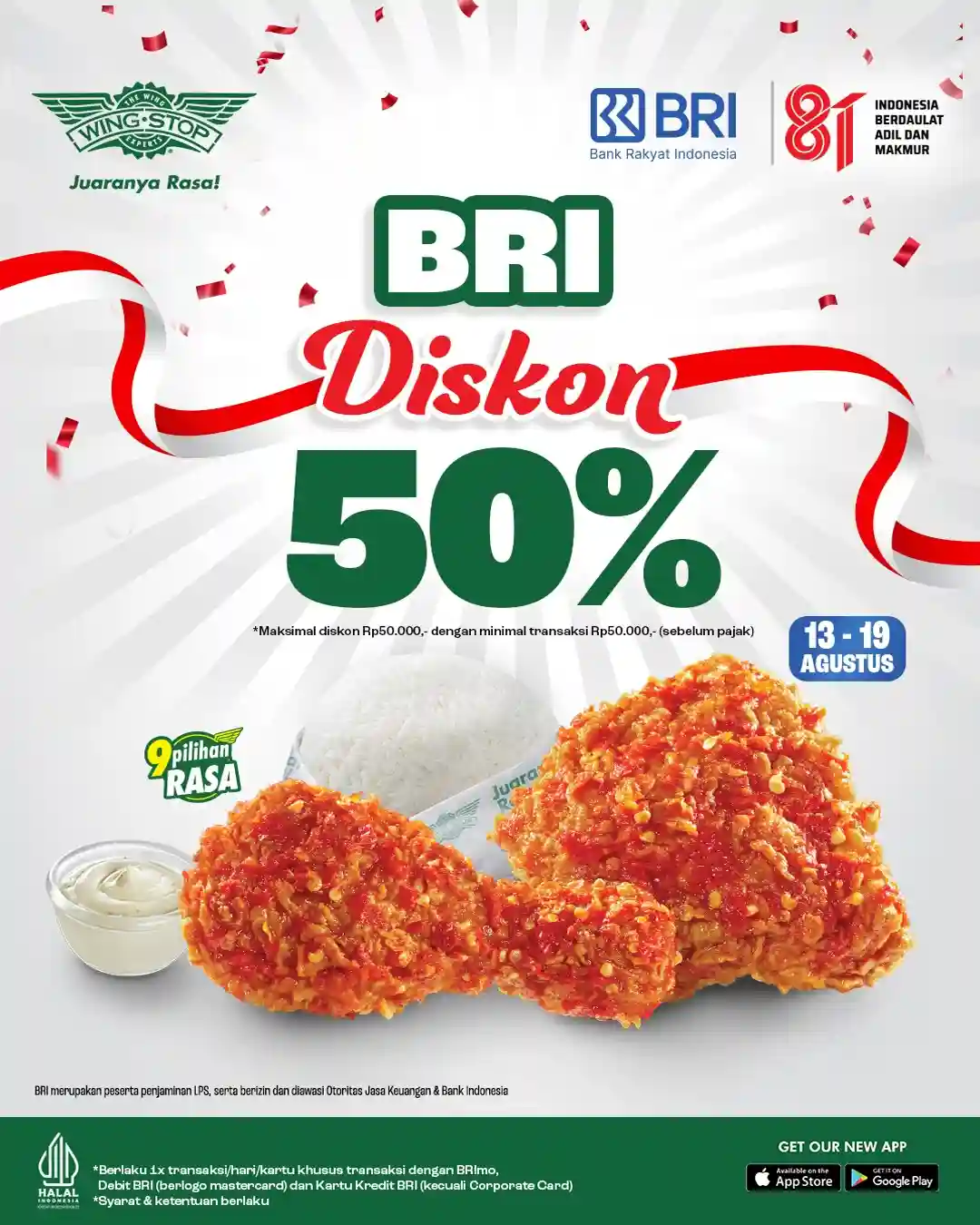 Promo Wingstop Paket Spesial HUT RI ke-81 Harga Cuma 81 Ribu 2 Promo Wingstop Paket Spesial HUT RI ke-81 Harga Cuma 81 Ribu